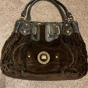 Juicy Couture Velour Satchel  Shoulder Bag, brown & black, Y2K, EUC Vintage